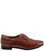 Color:Brown - Image 2 - Lizzie Herringbone Woven Leather Lace-Up Dress Oxfords