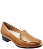 Color:Tan - Image 1 - Monarch Leather Slip-On Block Heel Loafers