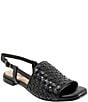 Color:Black - Image 1 - Nola Leather Woven Flat Sandals