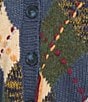 Tru Luxe Jeans Argyle Crew Neck Long Sleeve Button Front Cardigan, Color:Multi - Image 4