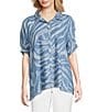 Tru Luxe Jeans Chambray Point Collar Elbow Sleeve Button Front Shirt, Color:Chambray - Image 1