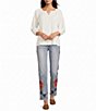 Tru Luxe Jeans Denim Straight Leg Embroidery Jeans - Image 3