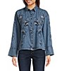 Tru Luxe Jeans Embroidered Collared Neck Long Sleeve Top,Specials : American Fashion Style Bags On Sale Tru Luxe Jeans Embroidered Collared Neck Long Sleeve Top,Specials : American Fashion Style Bags On Sale