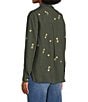 Tru Luxe Jeans Floral Embroidered Point Collar Roll Tab Sleeve Button Front Shirt, Color:Multi - Image 6