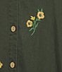 Tru Luxe Jeans Floral Embroidered Point Collar Roll Tab Sleeve Button Front Shirt, Color:Multi - Image 8