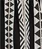 Color:Black Stripe - Image 4 - Jacquard Woven Striped Banded Split V-Neck 3/4 Sleeve Brass Bead Trim Hi-Low Hem Tunic