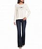 Tru Luxe Jeans Knit Embroidered Long Sleeve Top - Image 3