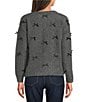 Tru Luxe Jeans Knit Round Neck Long Sleeve Button Front Bow Cardigan, Color:Charcoal - Image 3