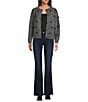Tru Luxe Jeans Knit Round Neck Long Sleeve Button Front Bow Cardigan, Color:Charcoal - Image 4