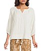 Tru Luxe Jeans Laundered Rayon Split Round Neck 3/4 Sleeve Top - Image 1