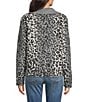 Tru Luxe Jeans Leopard Jacquard Point Collar Long Sleeve Button Front Cardigan, Color:Multi - Image 3