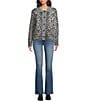 Tru Luxe Jeans Leopard Jacquard Point Collar Long Sleeve Button Front Cardigan, Color:Multi - Image 4