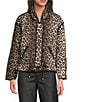 Tru Luxe Jeans Leopard Print Water Resistant Stand Collar Long Sleeve Zip Front Jacket, Color:Neutral Animal - Image 2