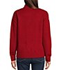 Color:Dark Red - Image 2 - Mixed Stitch Mock Neck Long Sleeve Ribbed Knit Sweater
