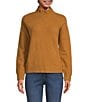 Color:Camel - Image 1 - Mixed Stitch Mock Neck Long Sleeve Ribbed Knit Sweater