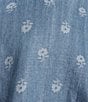 Tru Luxe Jeans Printed Chambray Point Collar Long Sleeve Twist Front Shirt, Color:Chambray Blue - Image 4