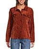 Tru Luxe Jeans Velveteen Point Collar Long Sleeve Button Front Jacket, Color:Rust - Image 2