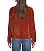 Tru Luxe Jeans Velveteen Point Collar Long Sleeve Button Front Jacket, Color:Rust - Image 3