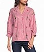 Tru Luxe Jeans Woven Button Front 3/4 Sleeves Shirt - Image 1