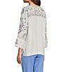 Color:Multi - Image 4 - Woven Embroidered V Neck Short Sleeve Top