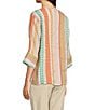 Color:Multi Yarn Dye Stripe - Image 4 - Y-Neck 3/4 Sleeve Yarn Dye Stripe Tunic