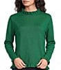 Tru Luxe Solid Ruffle Trim Long Sleeve Pullover Sweater - Image 1