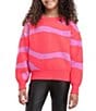 Color:Hot Pink - Image 1 - Big Girls 7-16 Long Sleeve Swirl Pullover Sweater