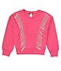Color:Dark Pink - Image 1 - Big Girls 7-16 Long Sleeve Knit Top with Chains Sweatshirt