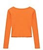 Color:Coral - Image 2 - Big Girls 7-16 Long Sleeve Ribbed Top