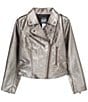Color:Gunmetal - Image 1 - Big Girls 7-16 Metallic Motto Jacket
