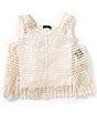 Truce Big Girls Sleeveless Crocheted Tank & Sleeveless Rib-Knit Tank Two-Piece Set, Color:Off-White - Image 1