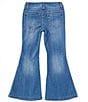 Color:Denim - Image 2 - Big Girls 7-16 Studded Split-Front-Detail Denim Jeans