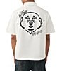 True Religion Buddha Face Graphic Short Sleeve Woven Shirt - Image 1