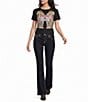 True Religion Crystal Jaguar Graphis Printed Crew Neck Short Sleeve Baby Tee - Image 3
