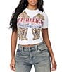 True Religion Crystal Jaguar Graphis Printed Crew Neck Short Sleeve Baby Tee - Image 1