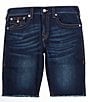 Color:Dark Wash - Image 1 - Ricky Snap Flap Short Frayed Hem 12#double; Inseam Shorts