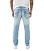 Color:Havana Light Wash - Image 1 - Rocco Super-T Regular Fit Skinny Leg Comfort Stretch Denim Jeans