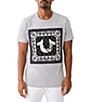Color:Heather Grey - Image 1 - Short Sleeve Fray Twill Applique T-Shirt