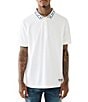 Color:Optic White - Image 1 - Short Sleeve Relaxed Branded Collar Polo Shirt