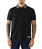 Color:Jet Black - Image 1 - Short Sleeve Relaxed Branded Collar Polo Shirt