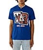 Color:Electric Blue - Image 1 - Short Sleeve Spliced T-Shirt
