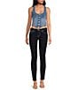 True Religion Stretch Denim Scoop Neck Button Front Corset Top, Color:Royal Indigo - Image 3