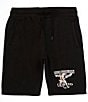 Color:Jet Black - Image 1 - Tiger Embroidered 11#double; Inseam Shorts