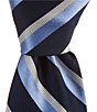 Turnbury Big & Tall Lin Stripe 3 3/8#double; Silk Blend Tie, Color:Blue - Image 1