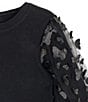 Tween Diva Big Girls 3D-Butterfly Mesh Long Sleeve Knit Top Allover Print Skirt Set, Color:Black - Image 3