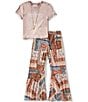 Tween Diva Big Girls Short-Sleeve Free Spirt T-Shirt & Printed Palazzo Pant Set, Color:Blush - Image 1