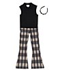 Color:Black - Image 3 - Big Girls 7-16 Knit Sweater Vest and Plaid Pant Set