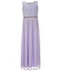 Color:Lavender - Image 1 - Big Girls 7-16 Lace/Chiffon Long A-Line Dress
