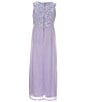 Color:Lavender - Image 2 - Big Girls 7-16 Lace/Chiffon Long A-Line Dress