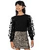 Tween Diva Big Girls Three-Dimensional-Butterfly-Sleeve Top & Patterned A-Line Skirt Set, Color:Black - Image 3